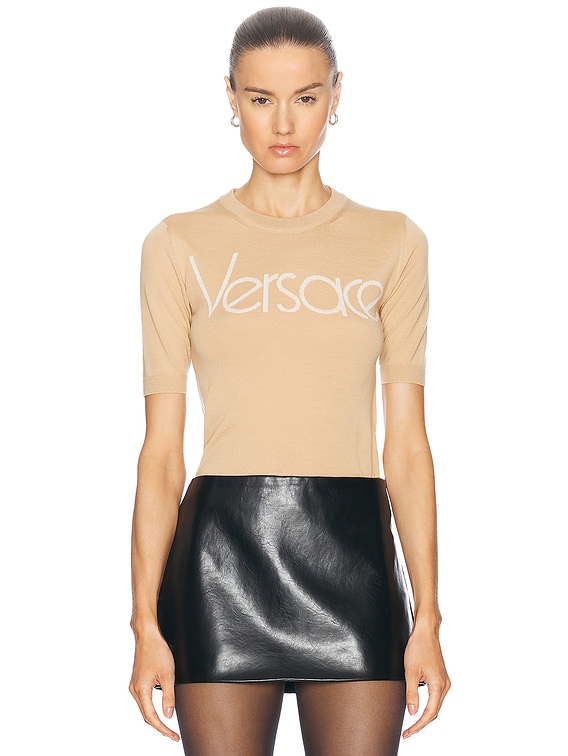 VERSACE Logo Sweater in Biscotto | FWRD