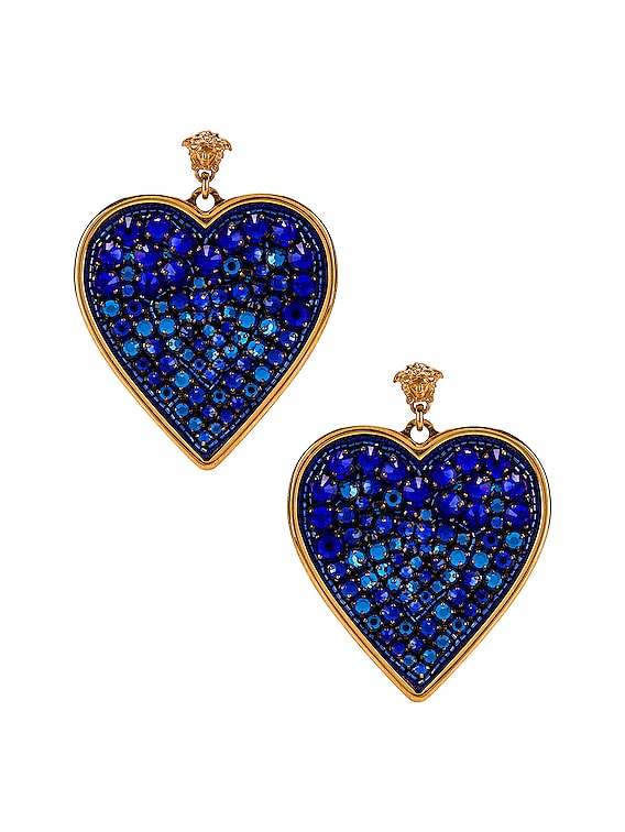 VERSACE Heart Earrings in Blue \u0026 Gold 