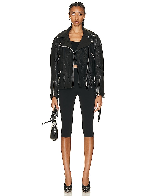 VERSACE Fringe Leather Jacket in Black | FWRD