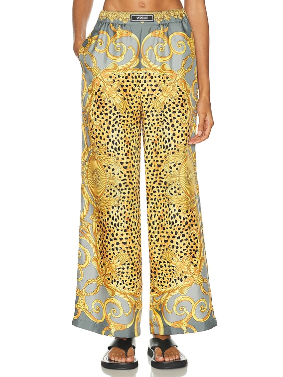 VERSACE Wide Leg Pant in Light Grey & Elephant Grey | FWRD