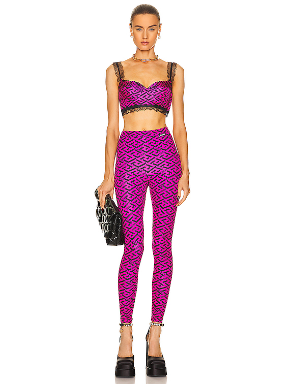 VERSACE Monogram Bra Top in Nero & Fuchsia