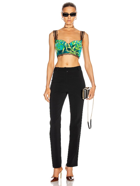 VERSACE Palm Lace Bralette Top in Green