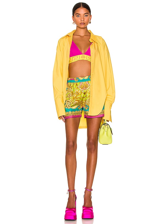 【視線を惹きつける】VERSACE バロック トライアングル ビキニ ネイビー モノグラム トライアングルビキニトップ｜La Perla公式