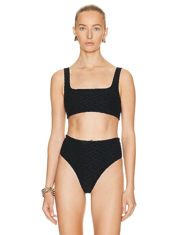 Louis Vuitton Monogram Jacquard Sporty Bikini Top, Black, 34