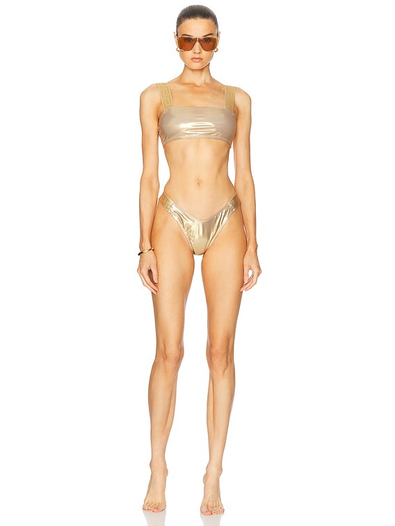 VERSACE Bikini Top in Oro & Oro | FWRD