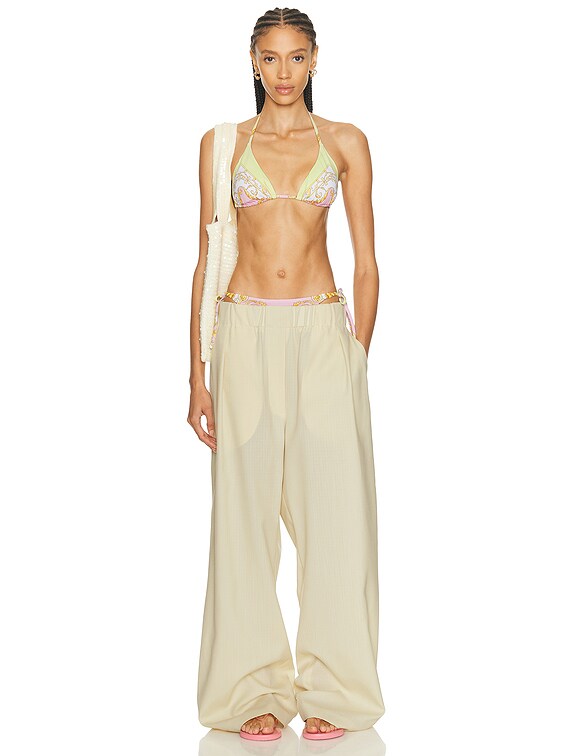 VERSACE Tie Bikini Top in Pale Yellow & Rose Quartz | FWRD