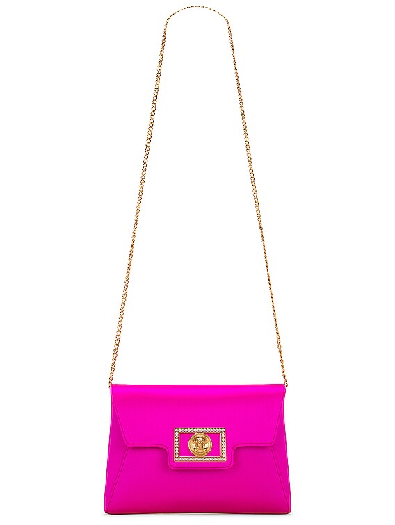 new VERSACE V-Mine Virtus V heart flap front wallet on chain WOC clutch bag  at 1stDibs