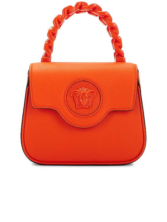 VERSACE: La Medusa bag in grained leather with shoulder strap - Blue