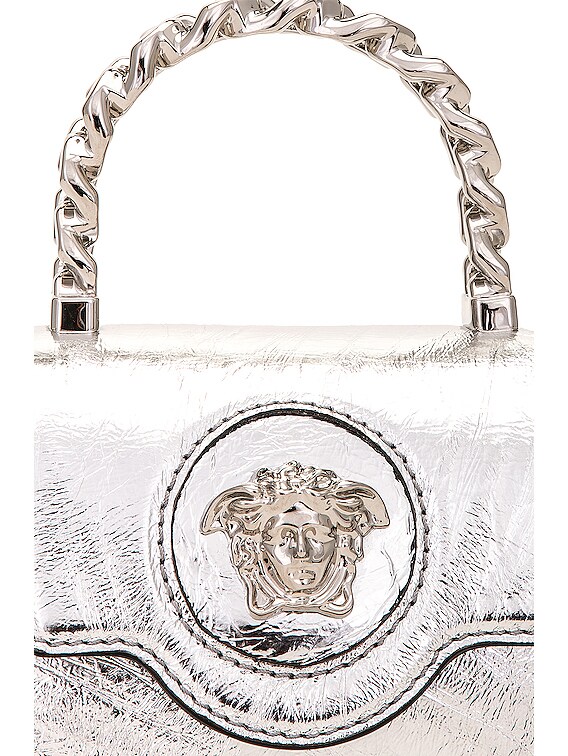 VERSACE Micro Top Handle Bag in Silver & Palladium | FWRD