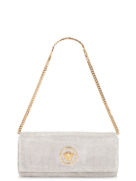 VERSACE チェーンバッグ VERSACE Clutch Chain Bag in Crystal & Versace Gold | FWRD