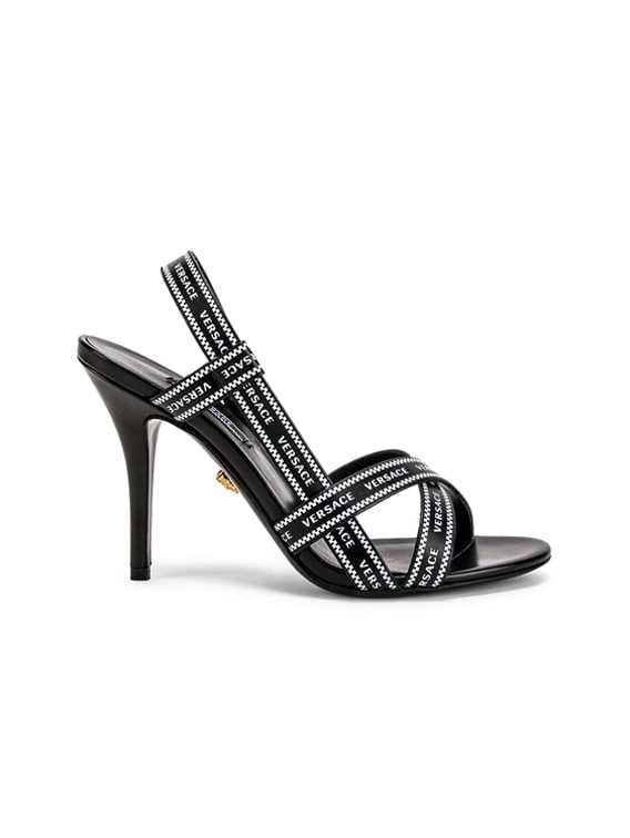 black and white versace heels