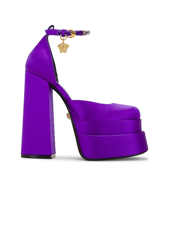 Medusa Aevitas embellished platform sandals in purple - Versace