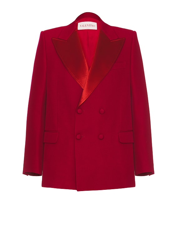 Valentino Classic Double Breasted Blazer in Cherry | FWRD