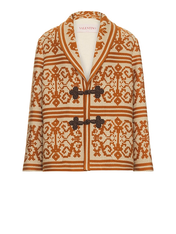 Valentino Shawl Jacket in Brown & Latte | FWRD