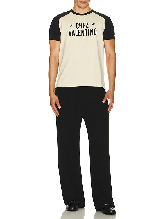 Tシャツ・カットソー VALENTINO Chez Valentino cotton T-shirt Burro/nero Jersey Cotton T-shirt With Chez Valentino Print for Woman in