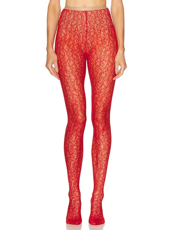 Valentino Flower Lace Tights in Paris | FWRD