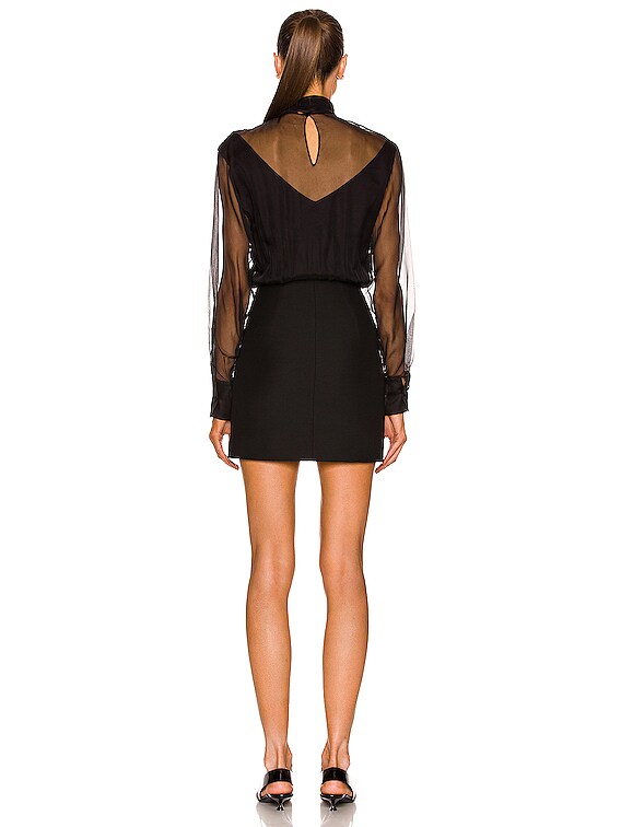 Valentino Long Sleeve Mini Dress in Nero | FWRD