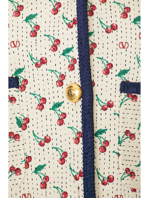 Valentino Cherry Quilted Jacket in Betulla, Cherry, & Navy | FWRD