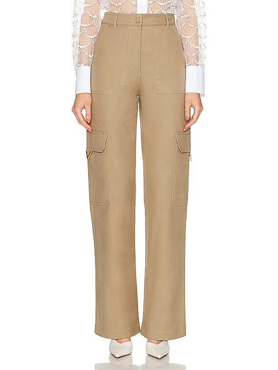 Valentino High-waisted Cargo Trousers In Beige
