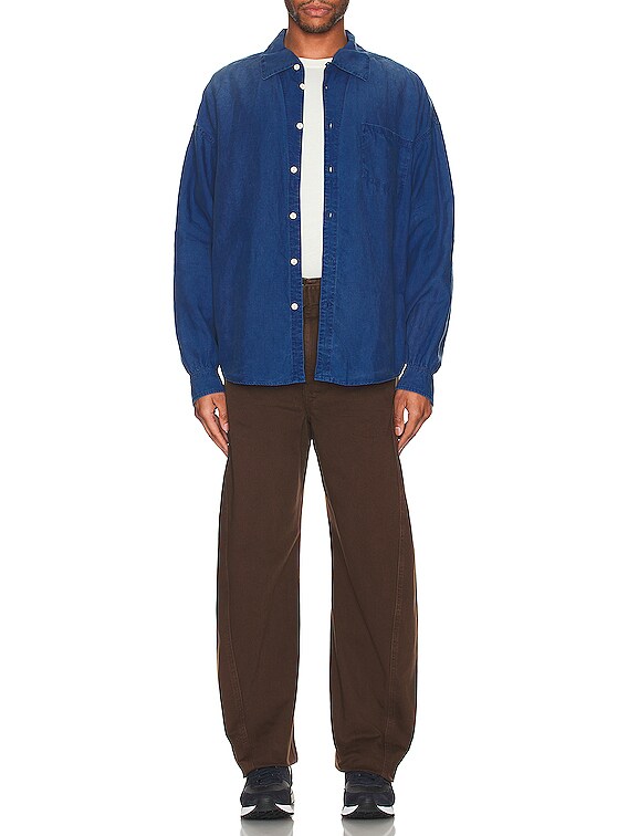 Visvim Palmer Shirt Long Sleeve Damaged Indigo Shirt in Indigo | FWRD