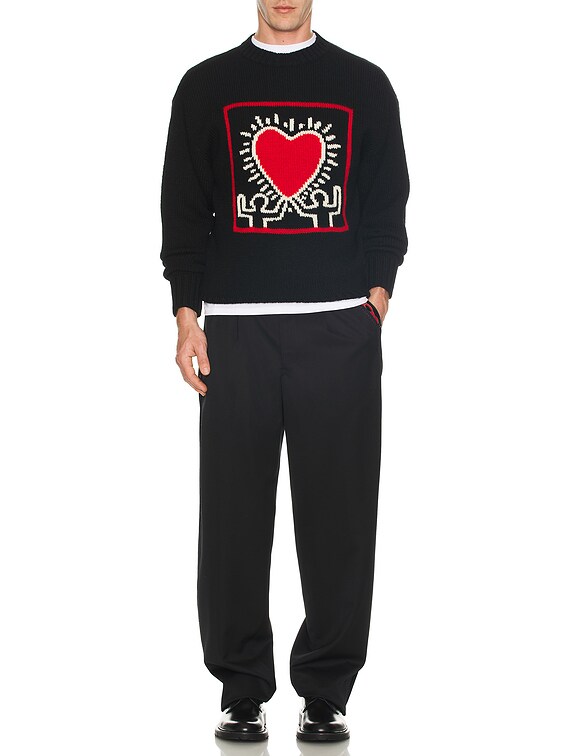 WACKO MARIA Keith Haring Crew Neck Sweater Type-1 in Black WACKO MARIA Keith Haring Crew Neck Sweater Type-1 in Black
