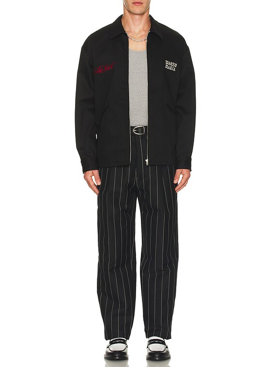WACKO MARIA Double Pleated Trousers in Black | FWRD