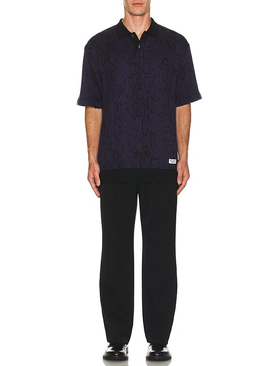 WACKO MARIA Python Knit Polo Shirt in Purple | FWRD WACKO MARIA Python Knit Polo Shirt in Purple | FWRD