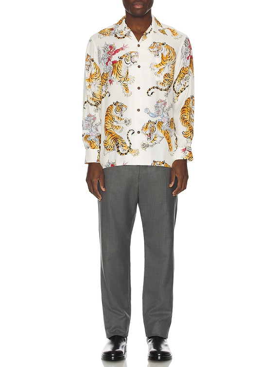 WACKO MARIA Tim Lehi Hawaiian Long Sleeve Shirt in White | FWRD WACKO MARIA Tim Lehi Hawaiian Long Sleeve Shirt in White | FWRD
