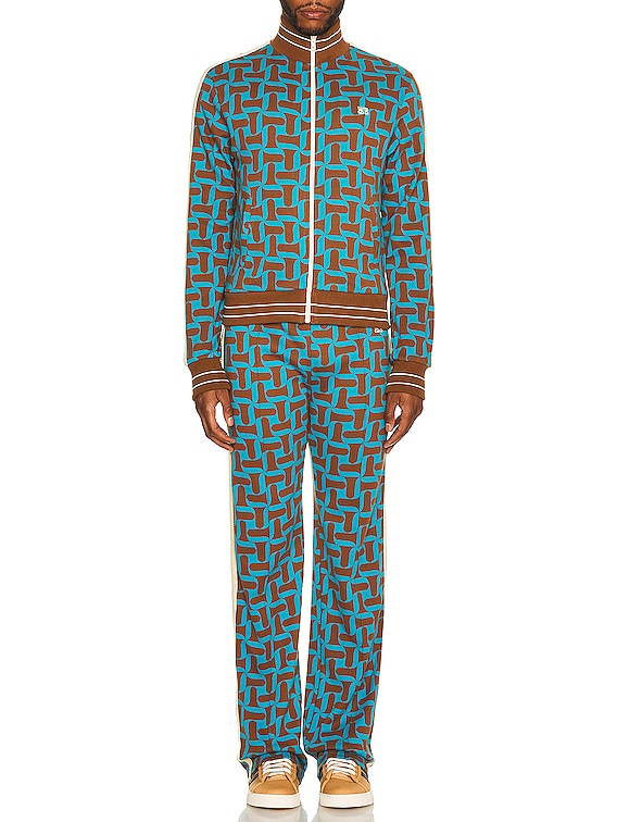 Wales Bonner Symphony Track Top in Algiers Blue & Brown | FWRD Wales Bonner Symphony Track Top in Algiers Blue & Brown | FWRD