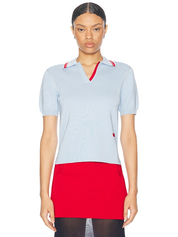 Wales Bonner Verse Polo Top in Celeste | FWRD Wales Bonner Verse Polo Top in Celeste | FWRD