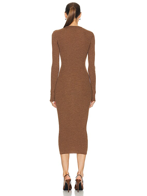 chinese dress ladies Ellouisa Long Sleeve Rib Maxi Dress L | XL | Chocolate | Womens