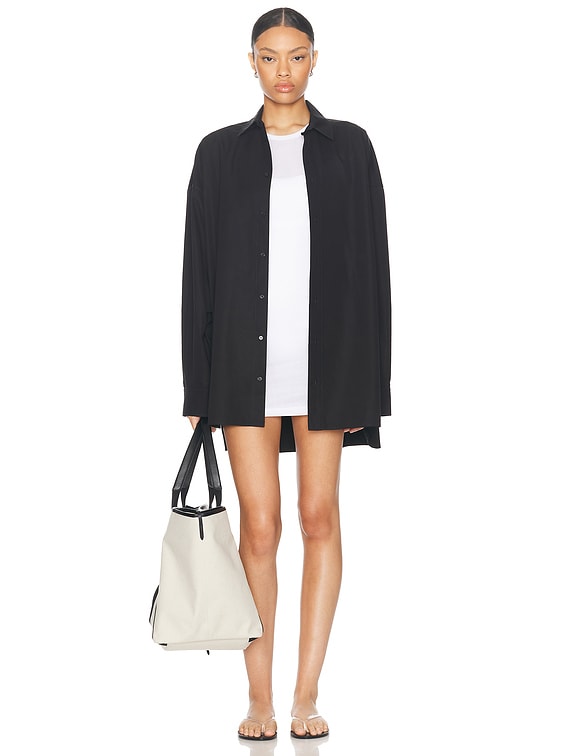 WARDROBE.NYC Oversized Mini Shirt Dress in Black | FWRD