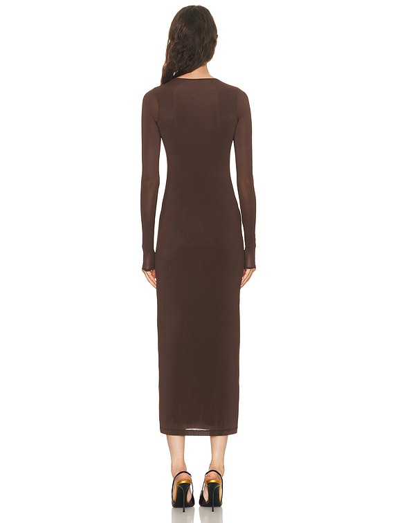 sheer midi dress Off Track | Black Bodycon With Sleeves Rock this bodycon style with confidence and make heads turn Semi Sheer Pleat Long Sleeve