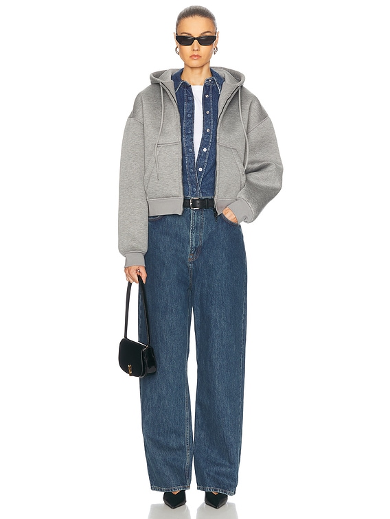 WARDROBE.NYC Bonded Zip Hoodie in Grey Marl | FWRD
