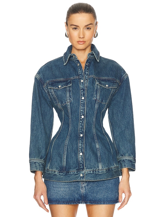 WARDROBE.NYC Denim Contour Jacket in Indigo | FWRD WARDROBE.NYC Denim Contour Jacket in Indigo | FWRD