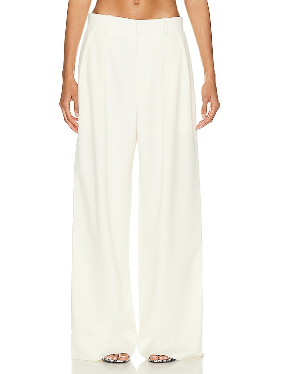 WARDROBE.NYC Low Rise Pant in Off White
