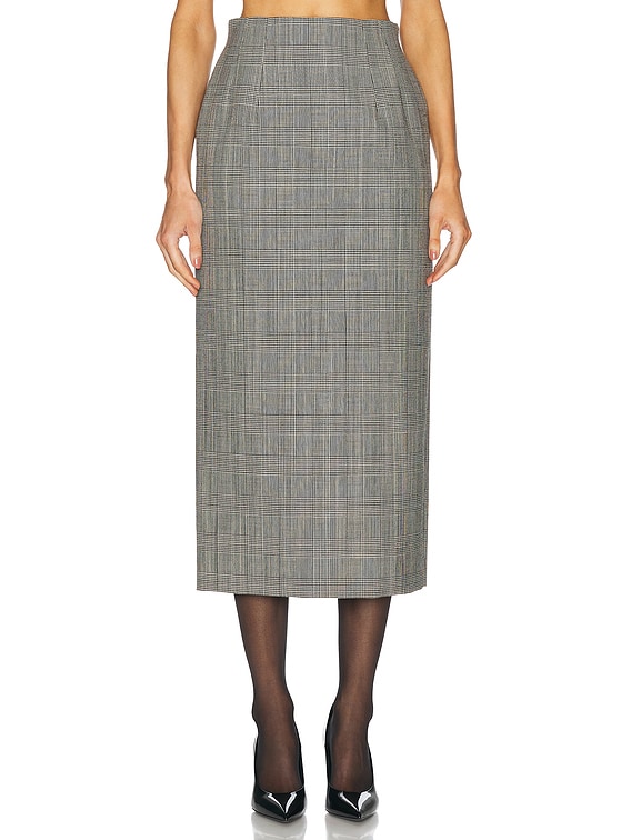 WARDROBE.NYC Contour Midi Skirt in Prince Of Wales | FWRD
