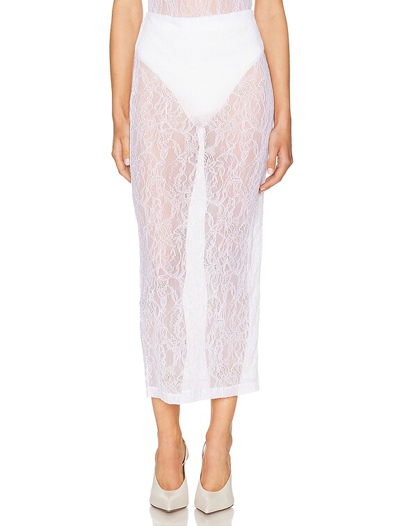 WARDROBE.NYC Lace Tube Skirt in White | FWRD