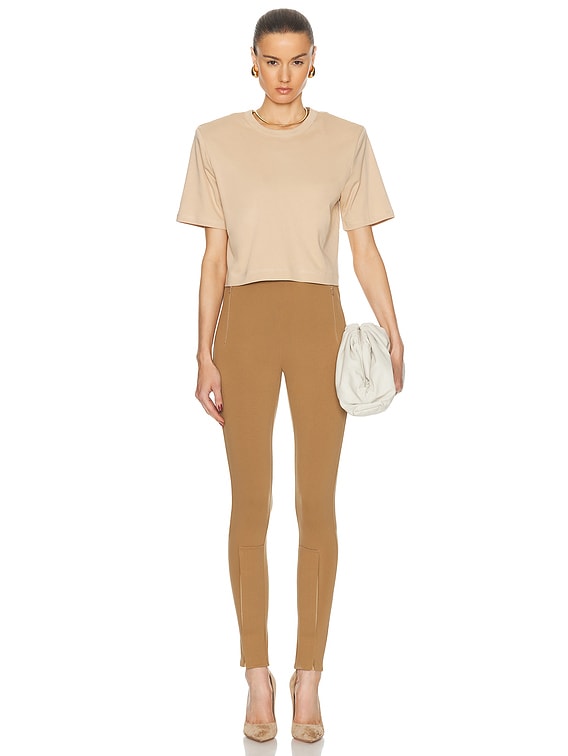 TAN/PADDED BASKET TOPS カーキ WARDROBE.NYC Cropped Shoulder Pad Top in Khaki | FWRD
