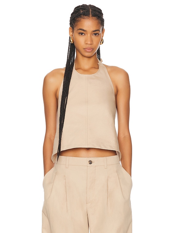 WARDROBE.NYC Drill Backless Halter Top in Khaki | FWRD