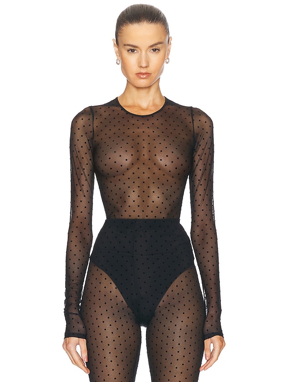WARDROBE.NYC Polka Dot Bodysuit in Black | FWRD WARDROBE.NYC Polka Dot Bodysuit in Black | FWRD