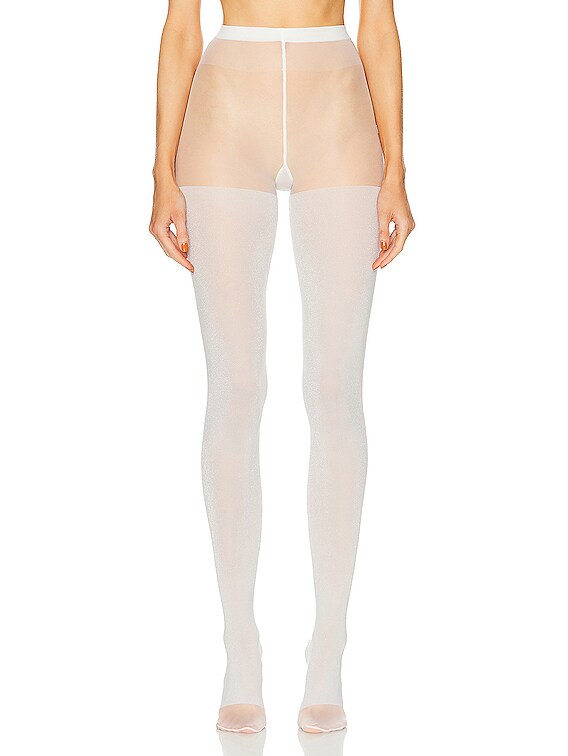 Wolford Shiny Sheer Tights in White & Silver