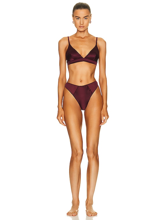 Wolford Stretch Silk Thong in Bordeaux