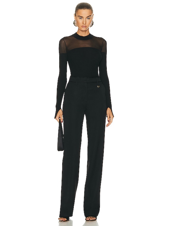 Wolford X Simkhai Contoured Rib Long Sleeve Top in Black FWRD