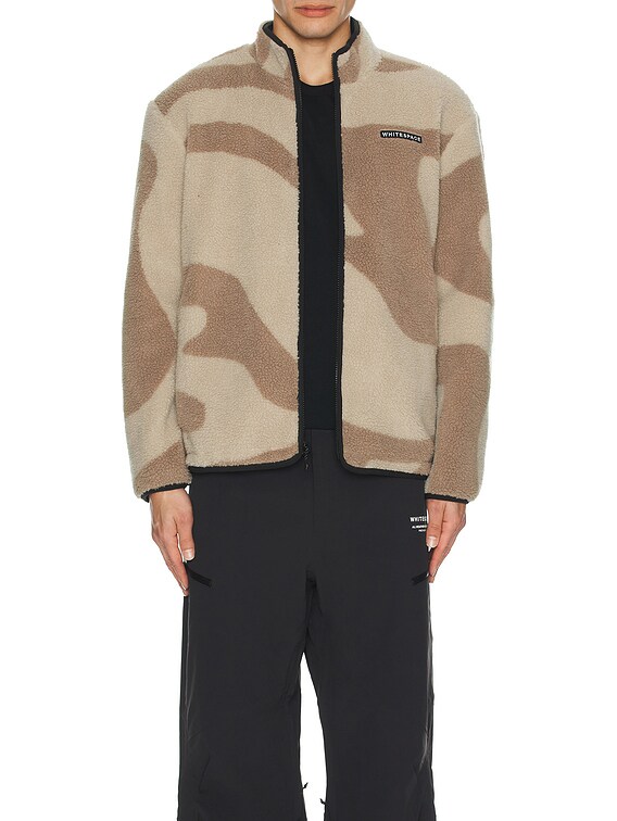 Whitespace Cinchable Sherpa Fleece Zip Up Jacket in Peyote Whitespace Cinchable Sherpa Fleece Zip Up Jacket in Peyote