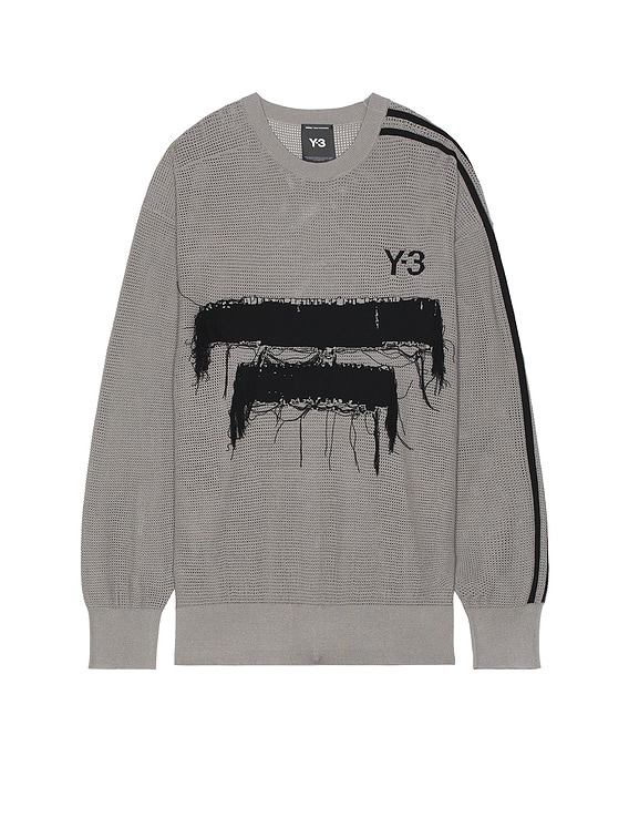 Y-3 Gfx Knit Crew in Ch Solid Grey | FWRD