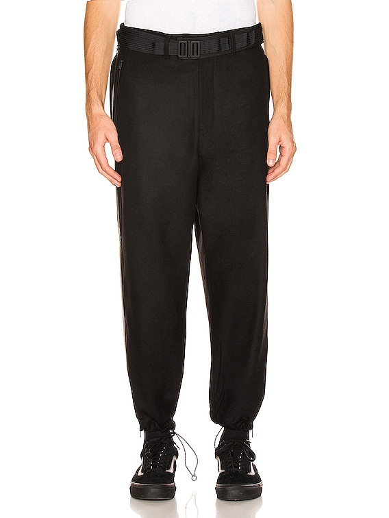 Y-3 Yohji Yamamoto M Ch3 Wool Flannel Cropped Pants in Black | FWRD