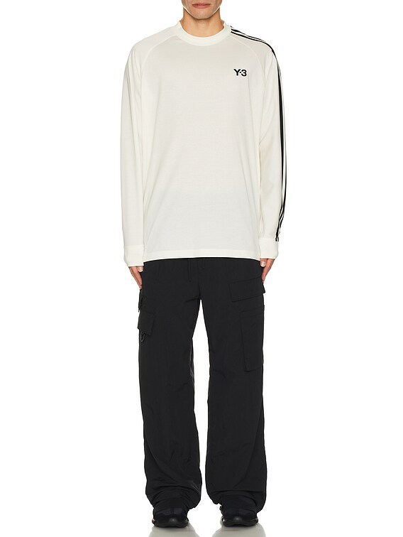 Y-3 Yohji Yamamoto 3s Long Sleeve Tee in off white/black | FWRD