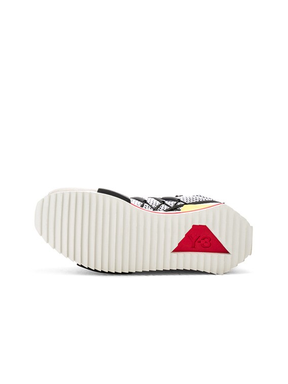 Y-3 Yohji Yamamoto Harigane in White & Black Y3 & Lush Red