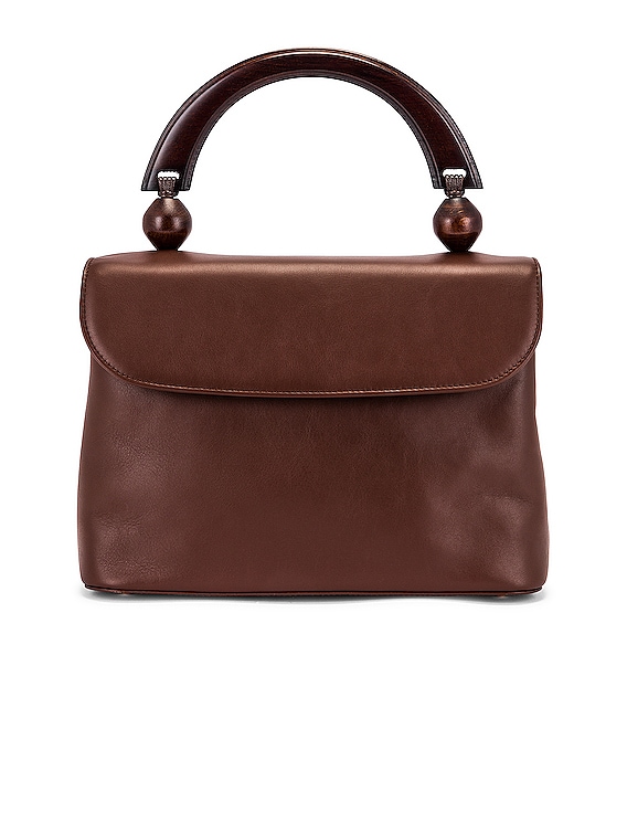 BY FAR Fiona Leather Top Handle Bag in Chocolate FWRD